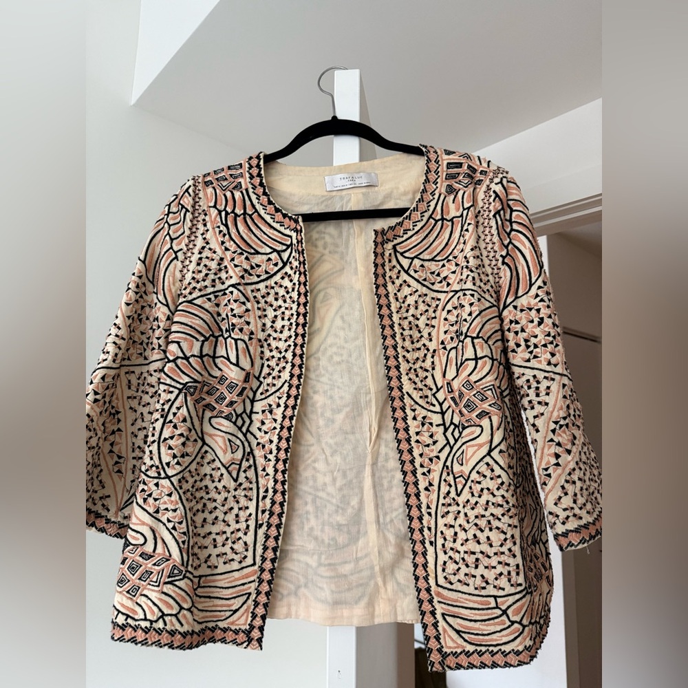 Zara Embroidered Shacket Blouse